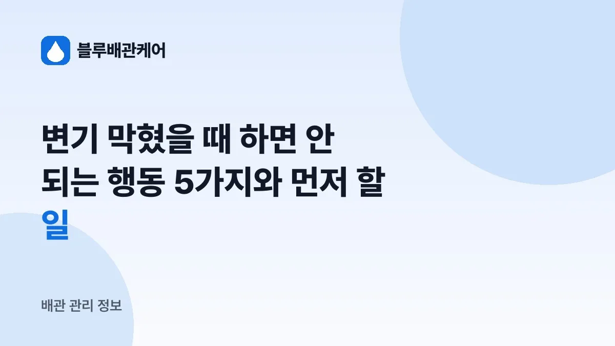 변기 막혔을 때 하면 안 되는 행동 5가지와 먼저 할 일